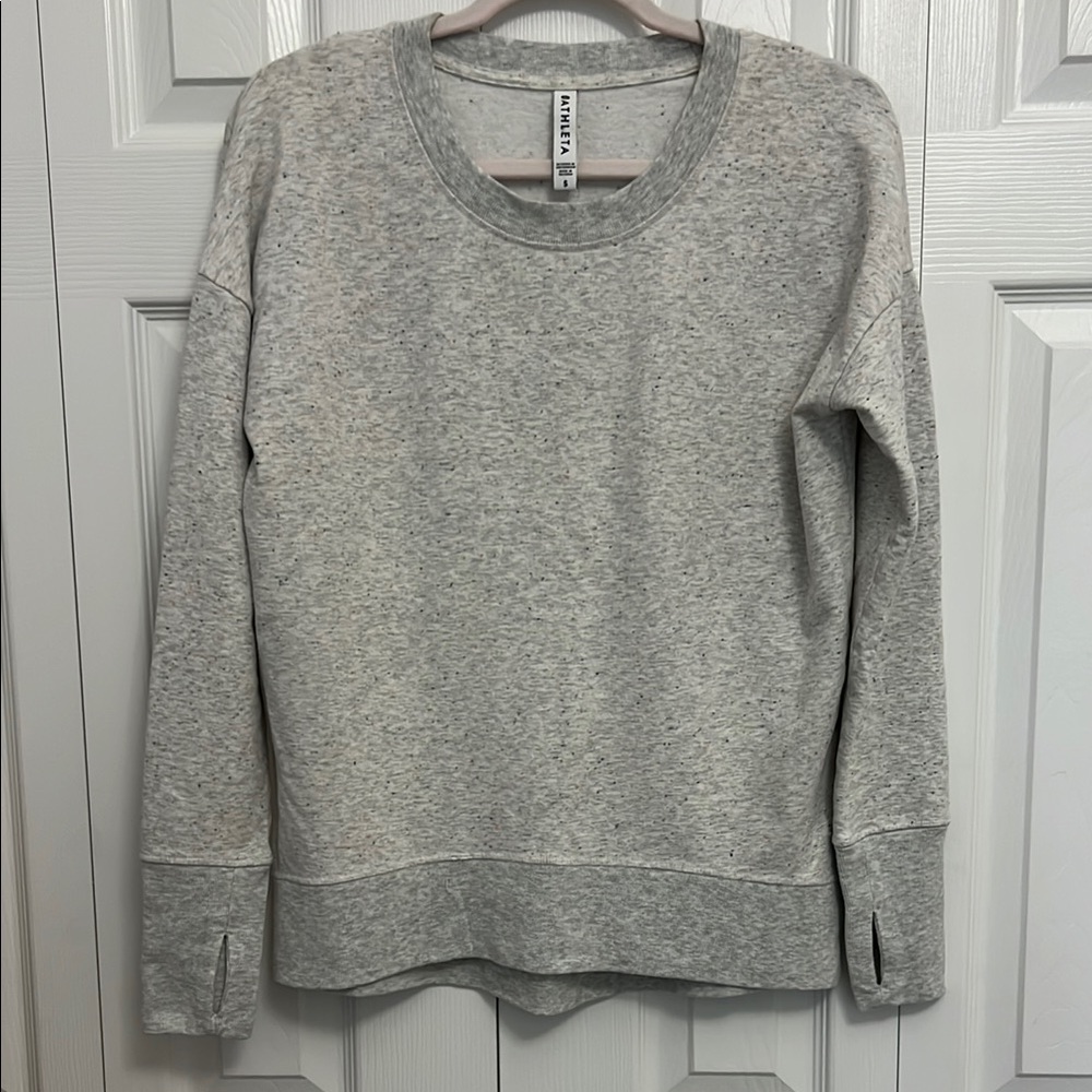 Athleta Speckled Gray Crewneck Top